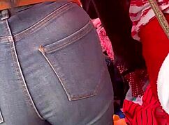 Big Ass Mexican Woman In Jeans At The Tianguis Market
