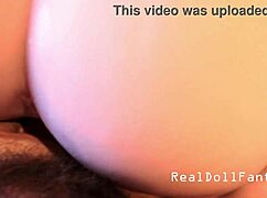 fuck doll takes big cock in ass for first time, creampie pov fetish sex.