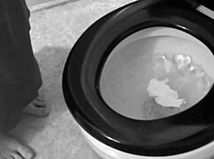 Feeling intense emotions in the shower as the brunette psycho girl bathes.