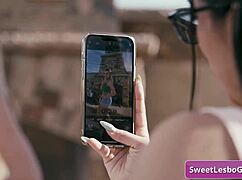 Stunning Blonde Babe Seduces Petite Brunette And Licks Her!