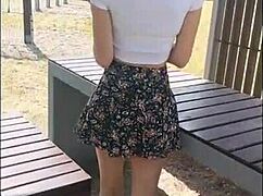 My girlfriend shows her pussy in public