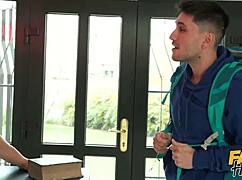 In fake hostel, husband sends thick juicy milf wife to fuck student in dorm