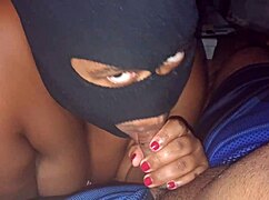 hot evangelical gives blowjob under table, cum on big tits