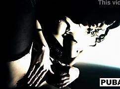 Brunette pornstar Dani Daniels teases with her big tits and wet pussy in a solo masturbation session.