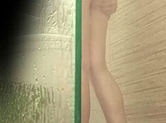 Argentinian Babe in Bathroom Shaves Pussy with Voyeur Upskirt