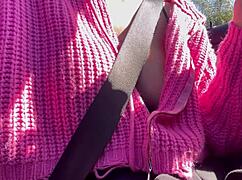 artemisia love flashes her juicy tits while driving horny