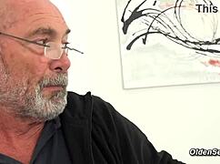 Blonde Teen Jerks and Sucks Old Grandpa's Cock