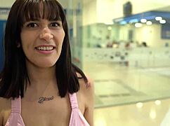 Whore interviewed for sex, licking ass passionately while riding big natural tits