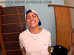 Oh man, I think I messed up... this boyceta joined the girls' fun in the shower and ended up taking dick in her tight shaved pussy, first time brazilian teen spreading in bathroom