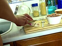 Housewife getting fucked in the kitchen.