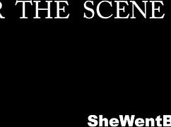 Candice Dare in an interracial scene in the bathroom