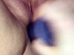 Ridged Dildo Inserts Into Sloppy Wet Pussy