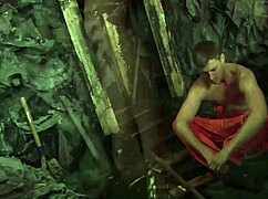 Gorgeous blonde fairy bends over for rough blowjob and swallows cum