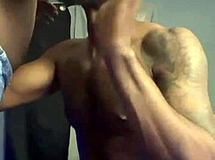 Aggressive titty sucking on big black cock