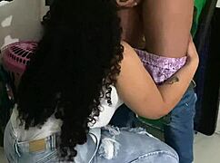 In the shopping center stairs, a venezuelan bodybuilder licks my hairy armpit while bound