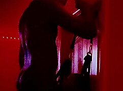 Amateur Couple Strokes Face for Cum Facial in Handcuffed Blowjob