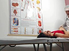 the gynecologist fingers the patient's ass and fucks her with a big cock in the hospital