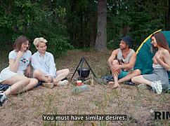 russian 4some with ass licking and rimjob outdoor.