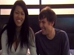 Jade's pussy gets deflowered by a guy in interracial action.