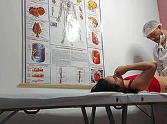 the gynecologist fingers the patient's ass and fucks her with a big cock in the hospital