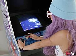 Wow, that petite Asian teen rides the monster cock so hard!