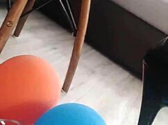 i love watching veve pop those balloons in her latex stockings, her big tits bouncing all over the place