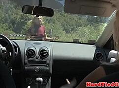 bdsm sub toyed by black maledom outdoors, hogtied and vibrating