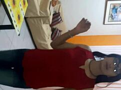 Sexy and sweet transsexual in lingerie outdoors