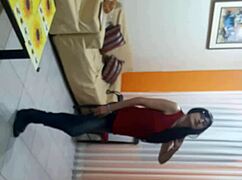 Sexy and sweet transsexual in lingerie outdoors