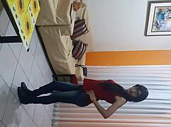 Sexy and sweet transsexual in lingerie outdoors