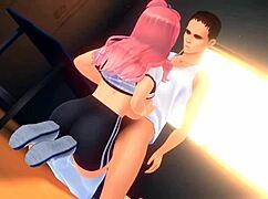 pink hair girl paizuri titty fuck with big cock cumshot