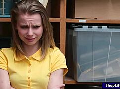 Skinny shoplifter pounded by lp officer