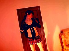 Shemale dreams of men, uses toys, cums in glass, and drinks sperm