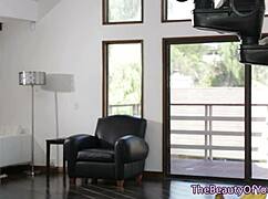 Teen lesbian gets pussy licked by milf stepmom