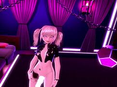 Petite gothic teen engages in BDSM pegging with a guy in VR