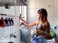 i caught my maid off guard and we tried to fuck but my wife came home.