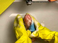 Housewife Cleans Toy After Use