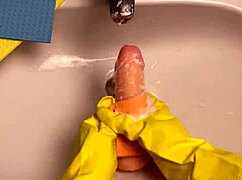 Housewife Cleans Toy After Use