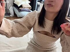 Emu Yumi sucks two monster cocks alternately and swallows cum 😋💦