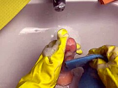 Housewife Cleans Toy After Use