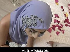 violet myers shows big booty and tits in hijab