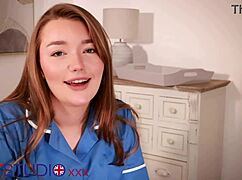 teen nurse in cosplay uses dildo on patient, wants you to cheat on girlfriend