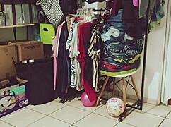 Chubby Mexican BBW Cleans The Room Voyeuristically.