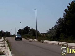 small tits slut lizzy doll sharing cock with blonde in outdoor group