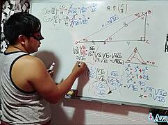 Asian student nerd in bedroom trigonometry lesson turns sexual