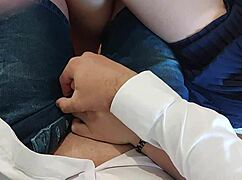 handjob in classroom leads to huge cumshot on pussy!