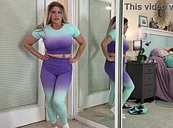 Sexy Milf Tries On Tight Gym Workout Clothes In Exhibitionist Haul.