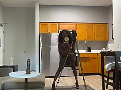 Lola Black licks lollipop with pierced nipples!