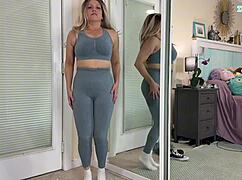 Sexy Milf Tries On Tight Gym Workout Clothes In Exhibitionist Haul.