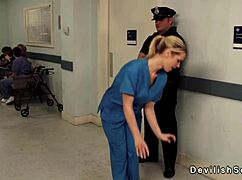 Sexy nurse sucks big cock to help the cop